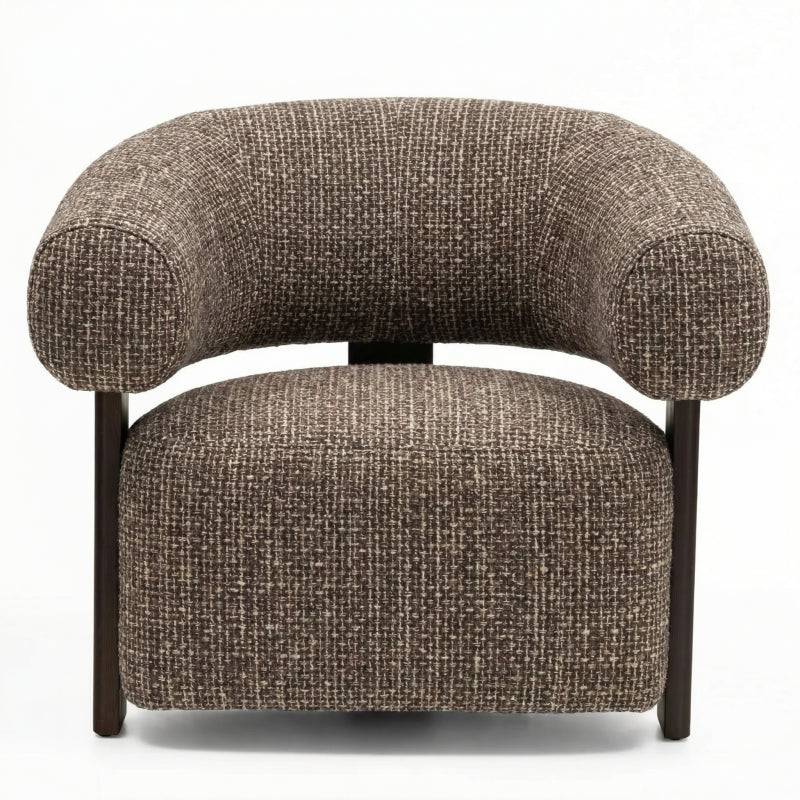 Poltrona lounge MARBELLO, forme arrotondate, marrone-crema/noce