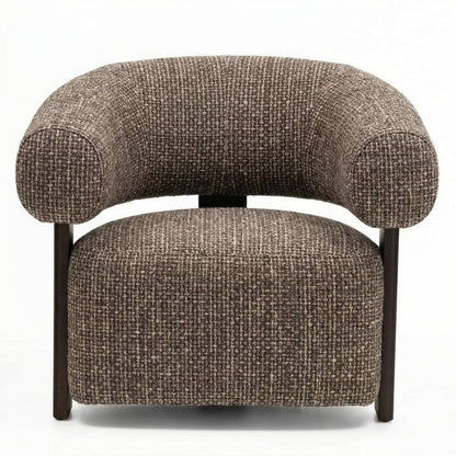 Poltrona lounge MARBELLO, forme arrotondate, marrone-crema/noce