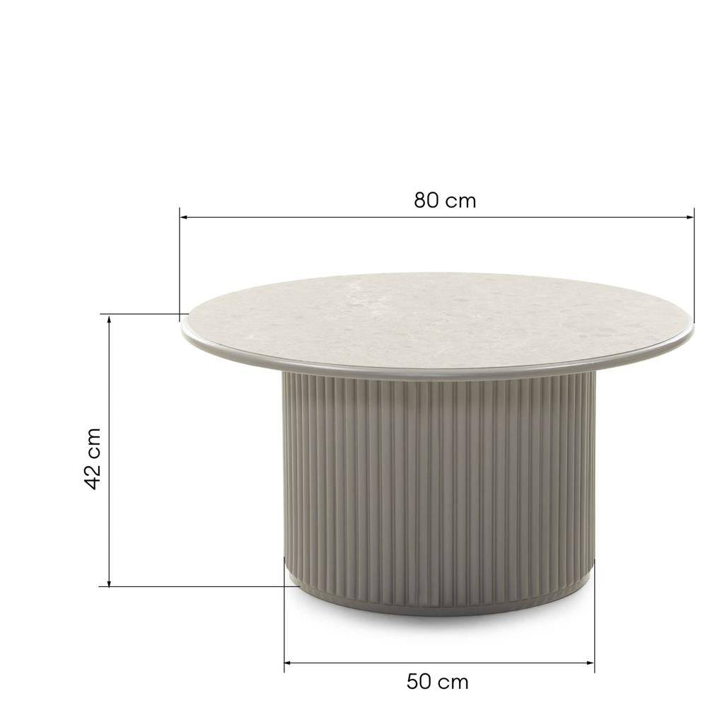 Runder Couchtisch ASTI 80 cm, grau, Marmor-Optik
