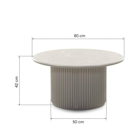 Runder Couchtisch ASTI 80 cm, grau, Marmor-Optik