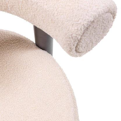 Esszimmerstuhl PERER, Beige Bouclé/Schwarze Beine