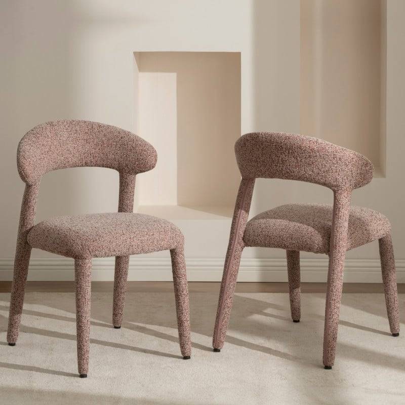 Sedia imbottita IROKIH, melange beige e bordeaux
