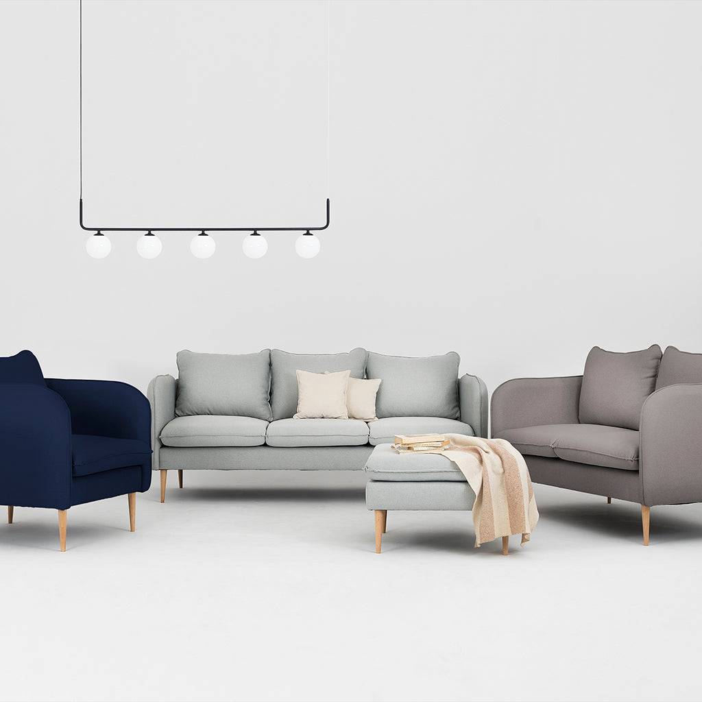 POSH WOOD 2-seater Sofa - Steel, natural wood