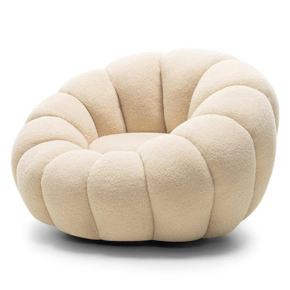 Poltrona girevole LOEL beige, bouclé, forme arrotondate