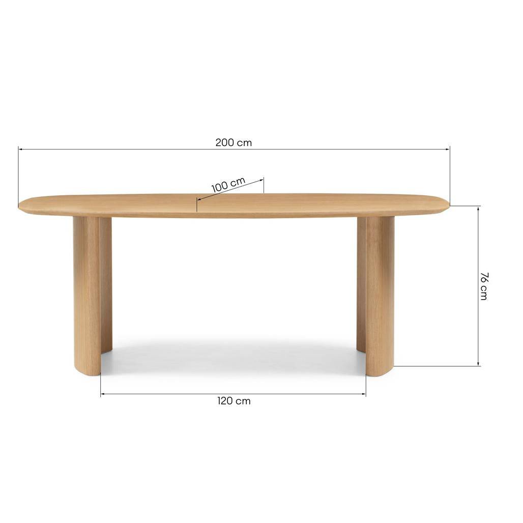 Esstisch MARIS 200 cm, oval, Naturfurnier Eiche