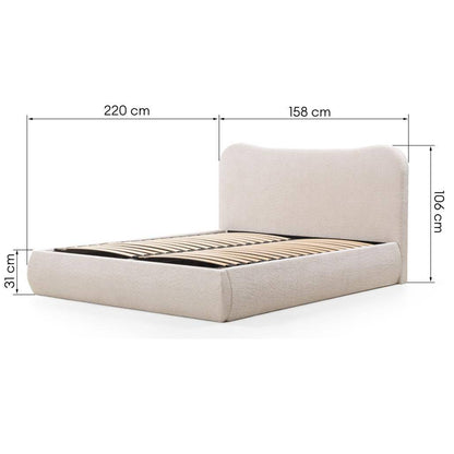 Letto imbottito DOMINIQUE 140x200 cm, beige