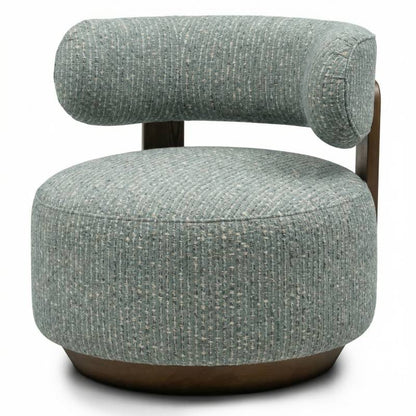 Lounge-Sessel MARABELL, abgerundete Formen, blau-beige/Nussbaum
