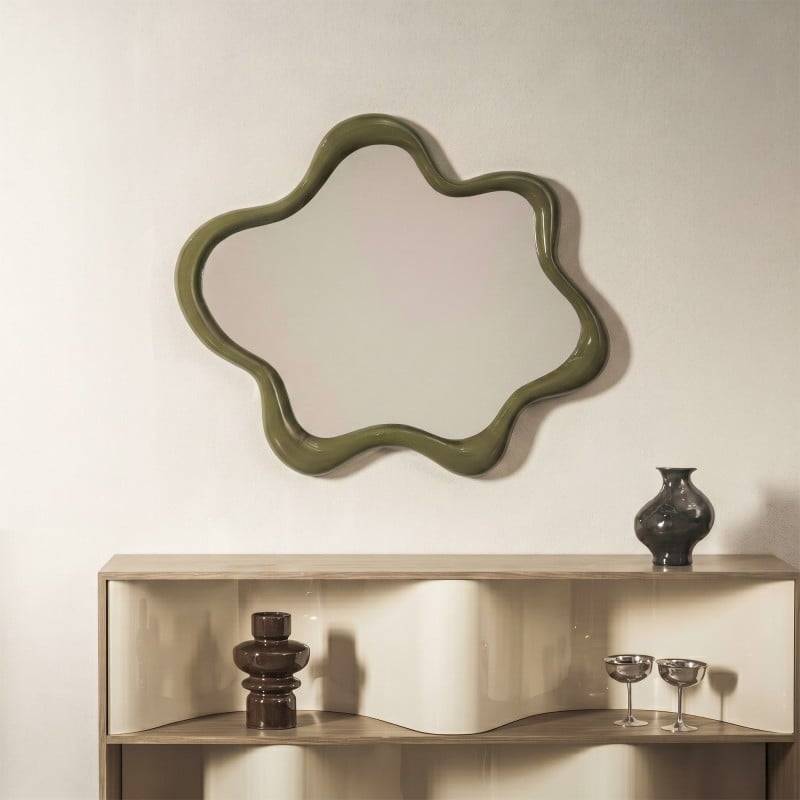 Specchio IZZY sospeso, forma irregolare, verde chiaro