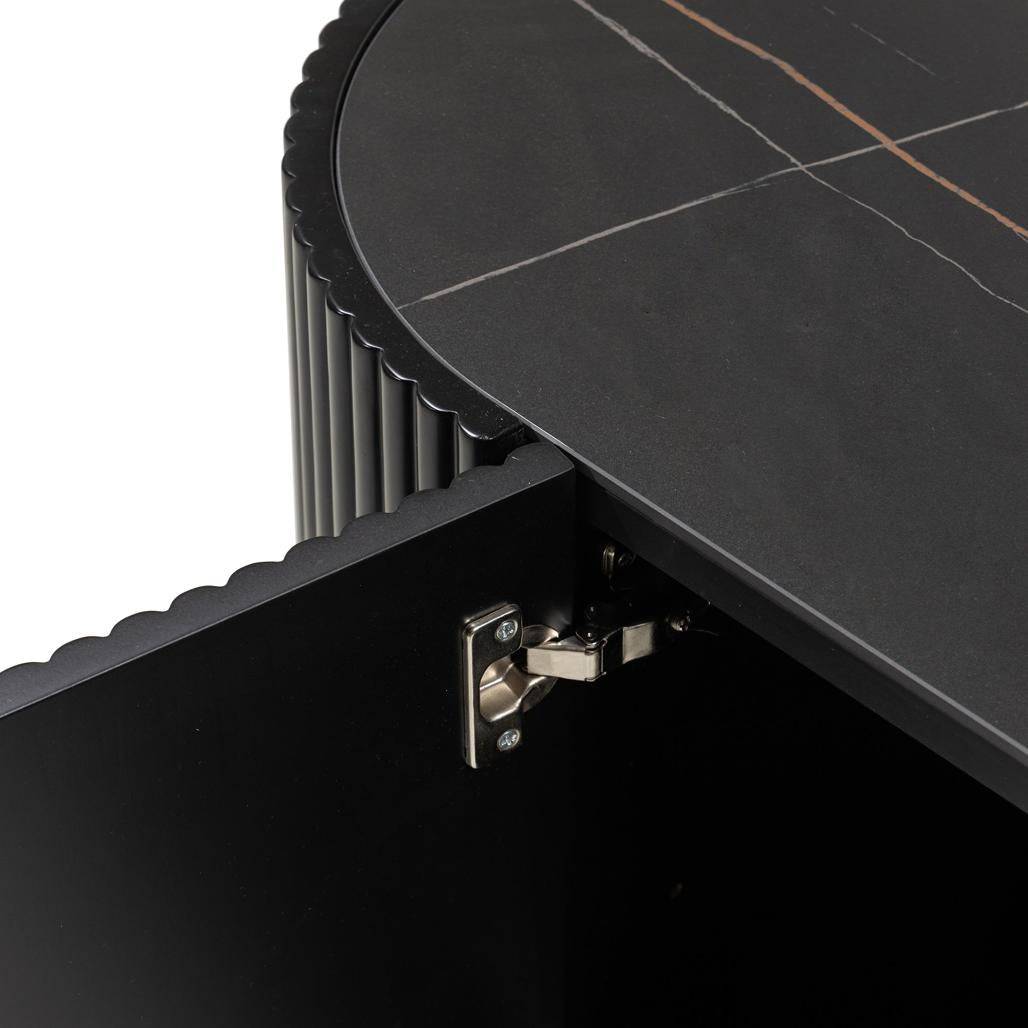 Kommode NOIR schwarz mit gerillter Oberfläche