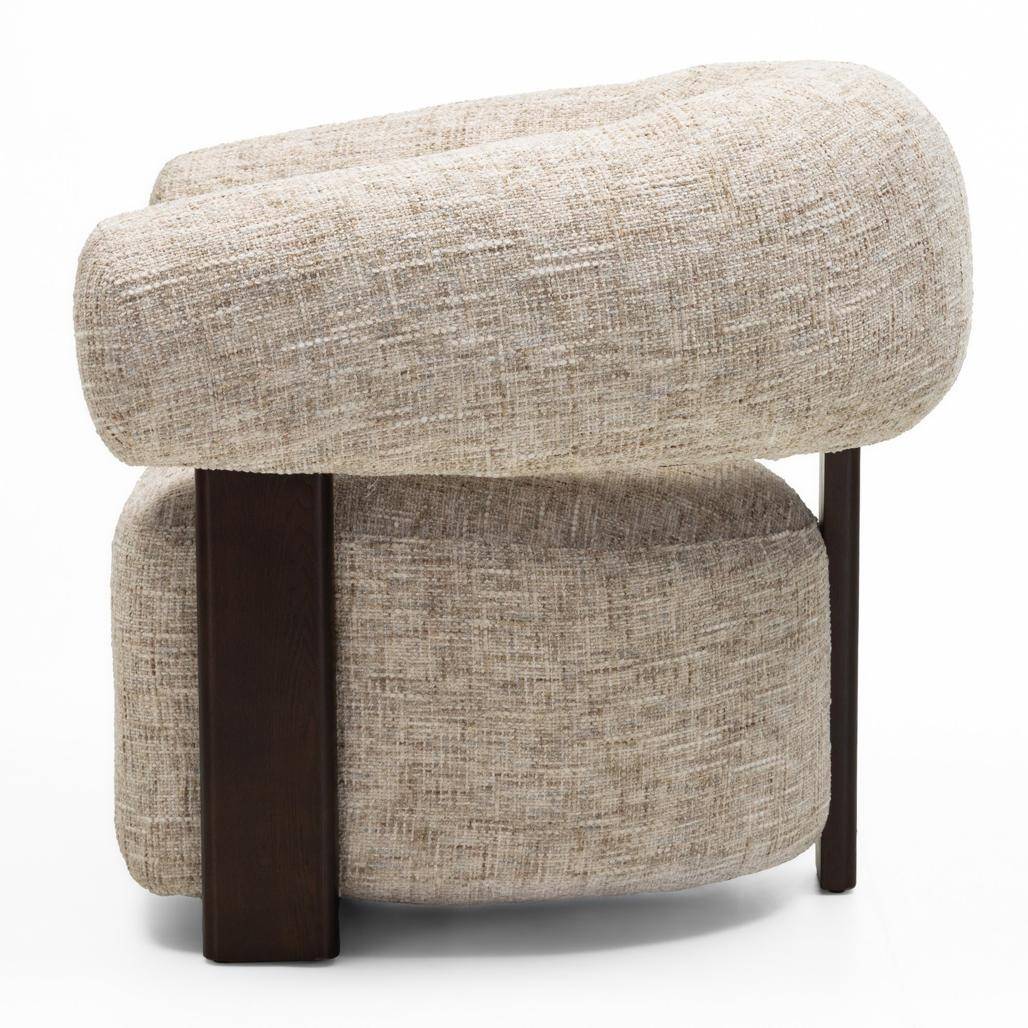 Sessel MONIQUE, Beigegrau/Nussbaum, abgerundete Formen