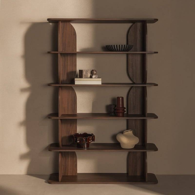 Libreria LLOK alta, arrotondata, noce Warmia
