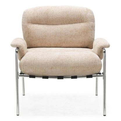 Poltrona MOYA beige con struttura cromata