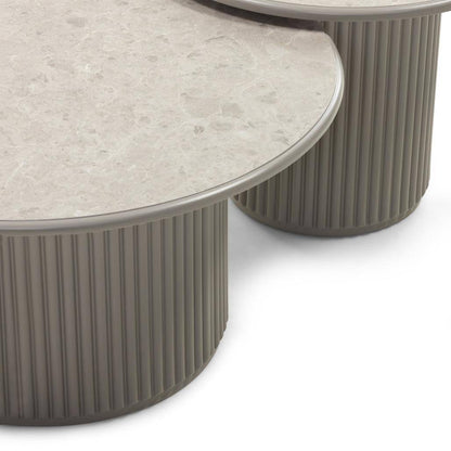 Runder Couchtisch ASTI 80 cm, grau, Marmor-Optik