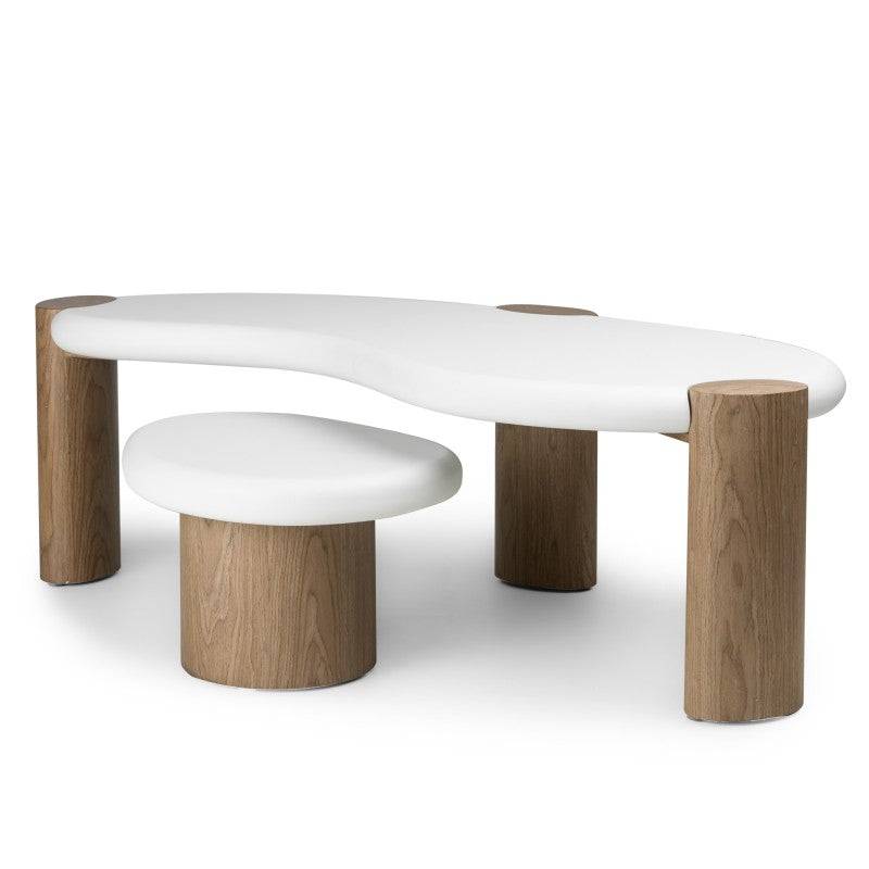 Beistelltisch OBUO 50 cm Weiß Nussbaum