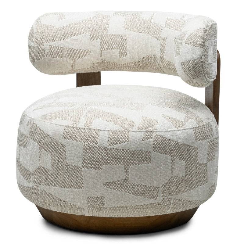 Sessel MARABELL, abgerundete Formen, beige/creme, Nussbaum