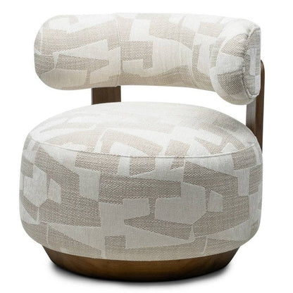 Sessel MARABELL, abgerundete Formen, beige/creme, Nussbaum