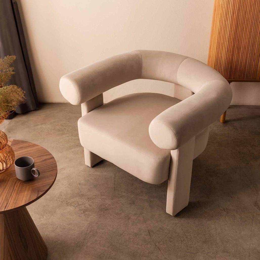 Poltrona ATYPIQUE, beige chiaro, velluto