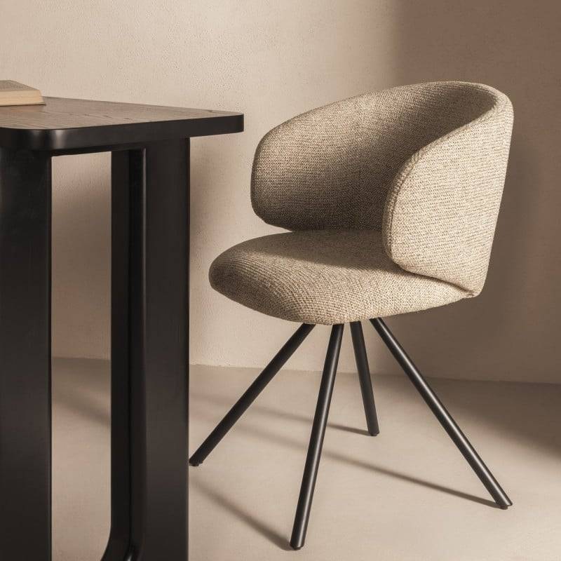 PERLA Poltrona Girevole Mocha con Gambe Nere
