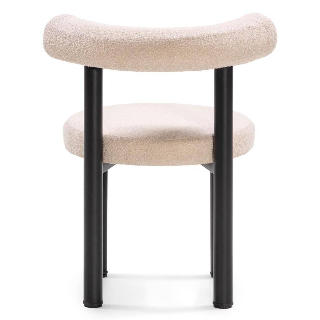 Esszimmerstuhl PERER, Beige Bouclé/Schwarze Beine