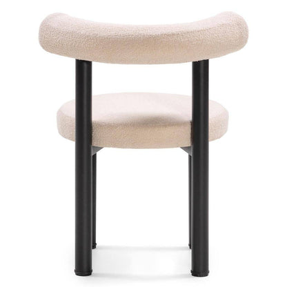 Esszimmerstuhl PERER, Beige Bouclé/Schwarze Beine