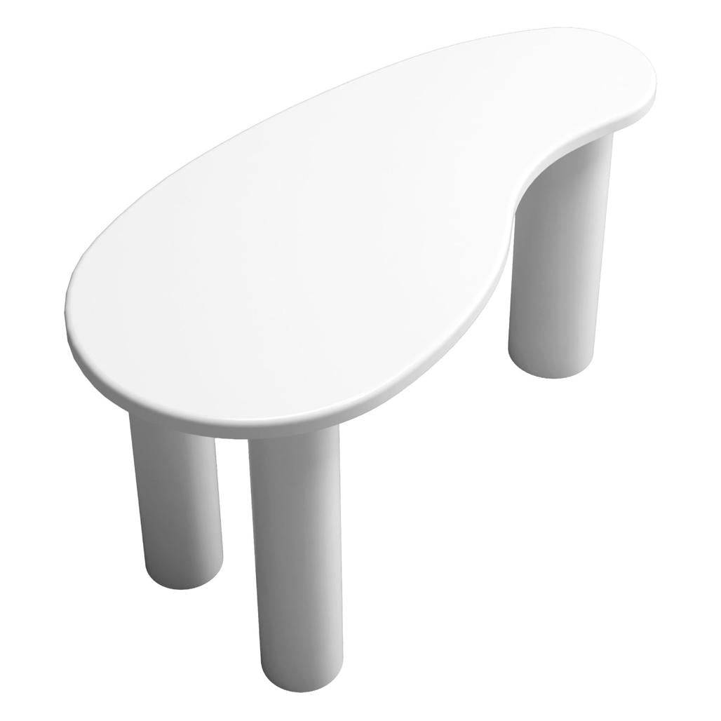 Scrivania/Console MOLYA 140 cm, Bianca, Forme Arrotondate