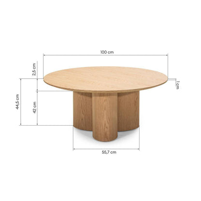Couchtisch NAORA, rund, 100 cm, Wildeiche Natur