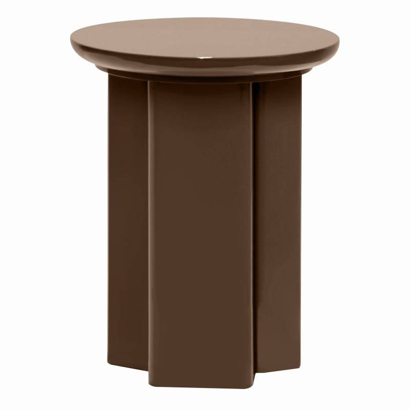 Tavolino Laterale RIEB 40 cm Marrone Chiaro Lucido