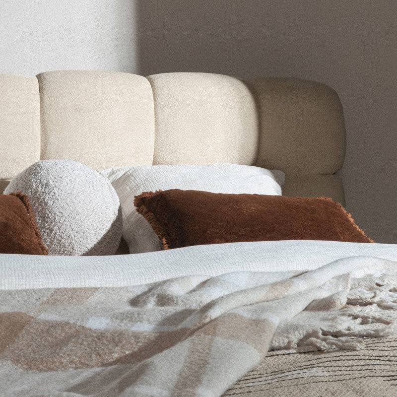 Letto NEXTO imbottito 160x200 cm, beige chiaro con contenitore