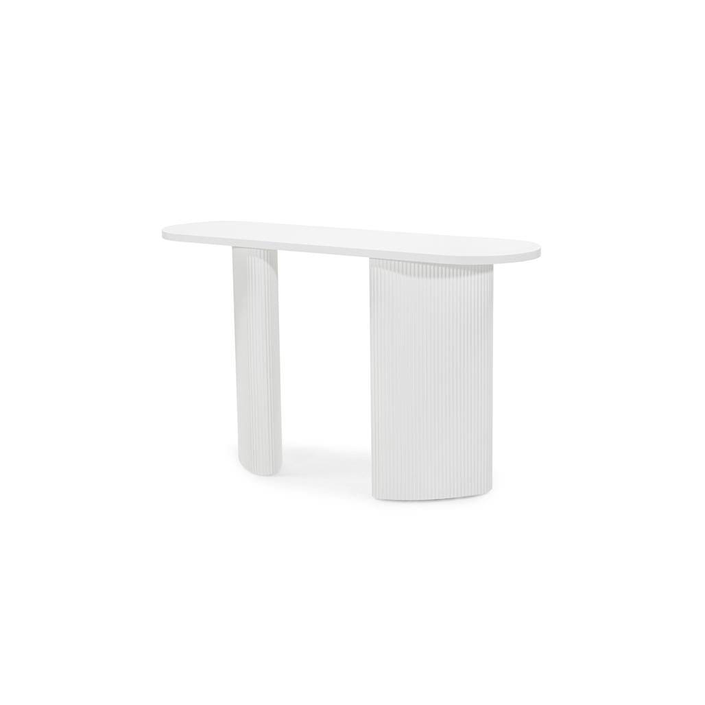 Scrivania/consolle ALREQUIN 140 cm, bianco, gambe lamellari