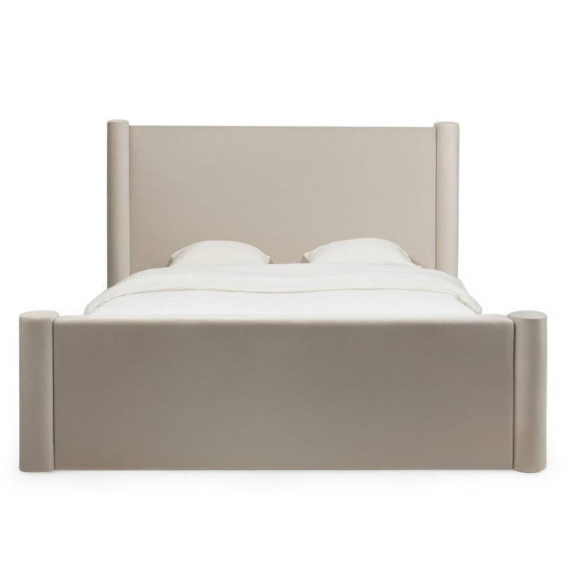 Gepolstertes Bett ZENNA 160x200 cm, hellbeiger Samt