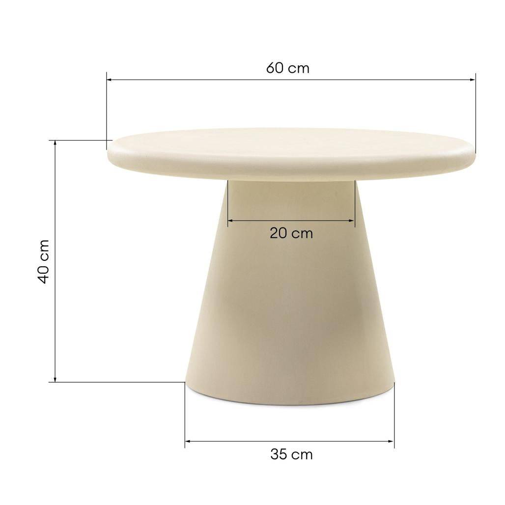 Tavolino da caffè MESTRE 60 cm, rotondo, beige, microcemento