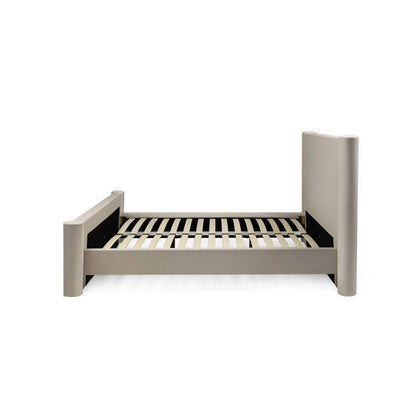 Gepolstertes Bett ZENNA 160x200 cm, hellbeiger Samt