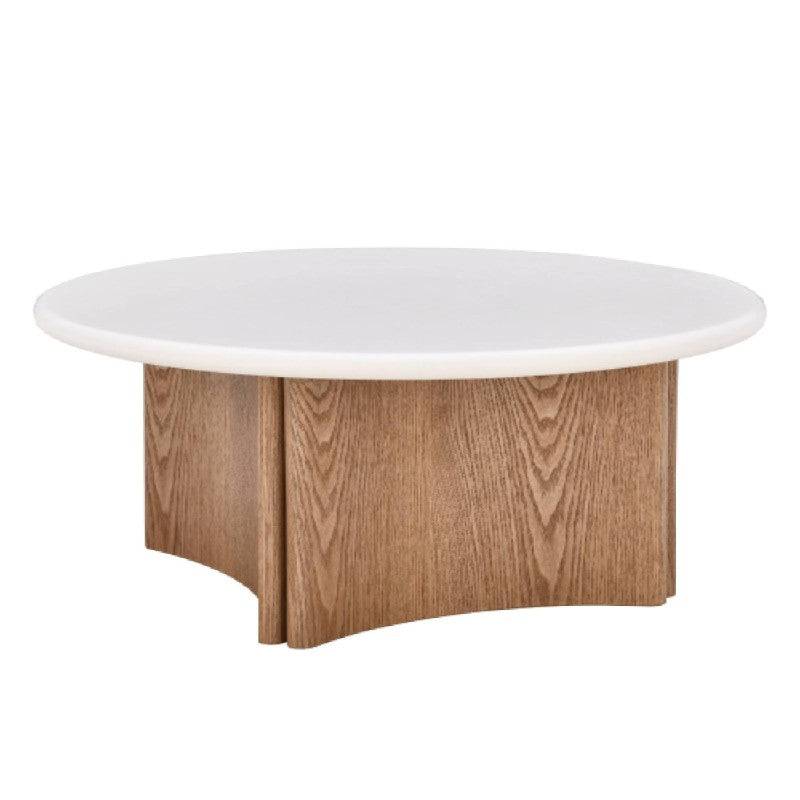 Tavolino da caffè ARLOM 80 cm, bianco crema/rovere