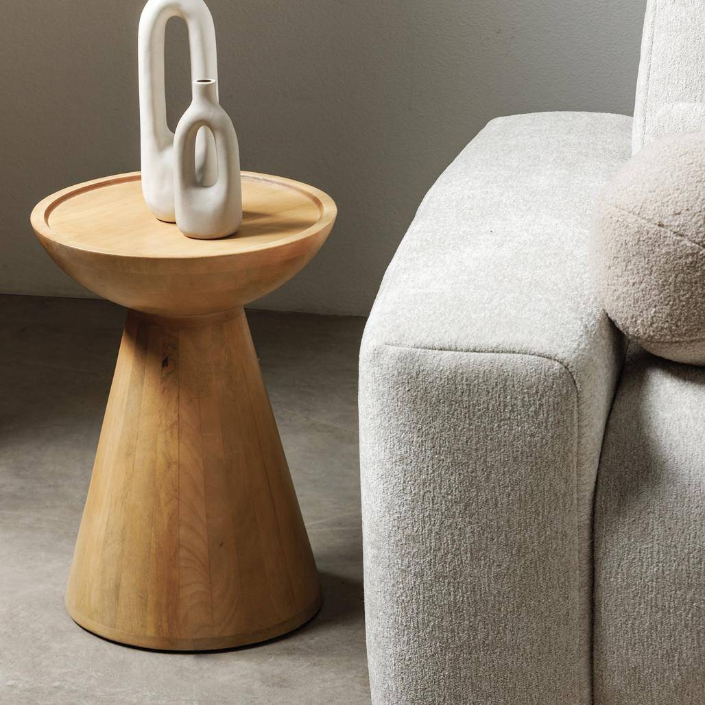 Tavolino Laterale TURI Legno Mango Rotondo 40 cm