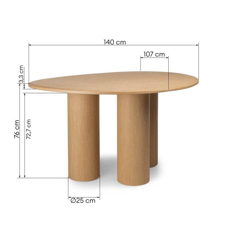 VISPI Esstisch 140 cm, Eiche Natur