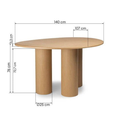 VISPI Esstisch 140 cm, Eiche Natur