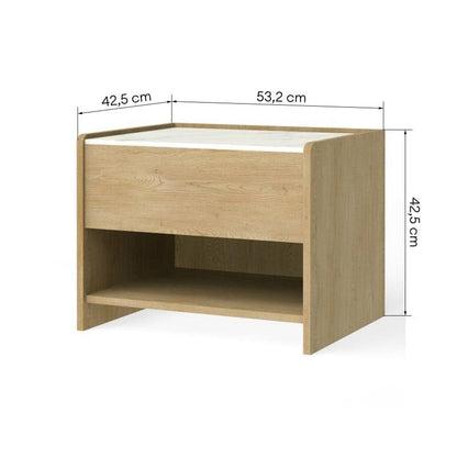 Nachttisch TANNA Cremona Torro Eiche, Crystal Marble