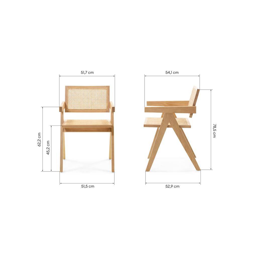 Sedia RENE in legno con intreccio viennese, rattan naturale