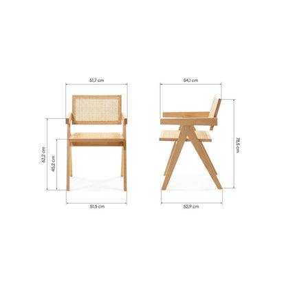 Sedia RENE in legno con intreccio viennese, rattan naturale