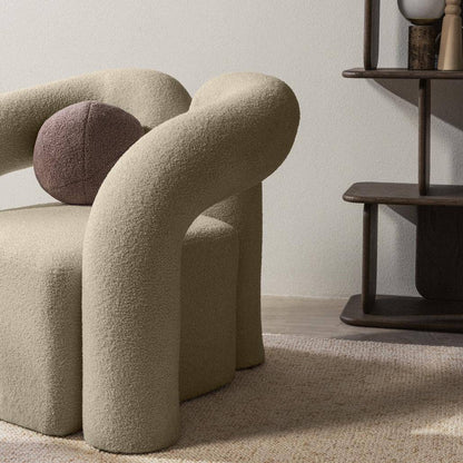 Poltrona imbottita SELLEL, marrone, bouclé
