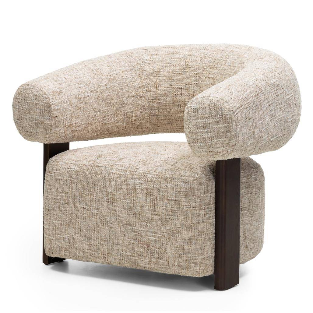Sessel MONIQUE, Beigegrau/Nussbaum, abgerundete Formen