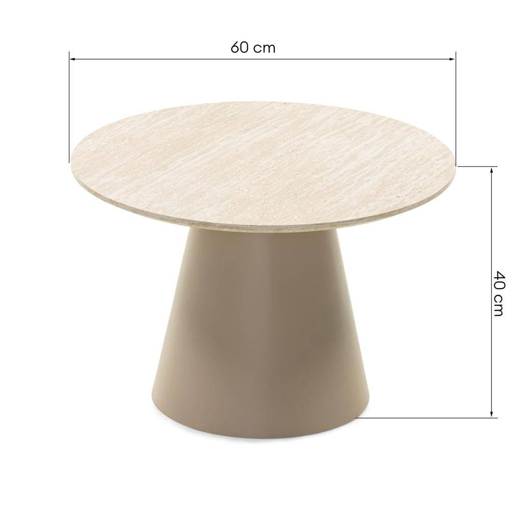 Tavolino da caffè rotondo OREZ, beige travertino
