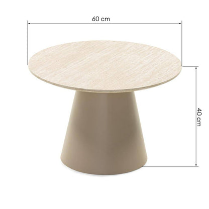 Tavolino da caffè rotondo OREZ, beige travertino