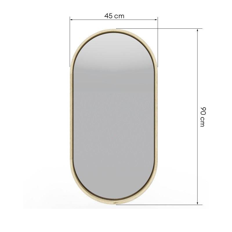 Specchio SIMPLE 45x90 cm, forma ovale, legno naturale