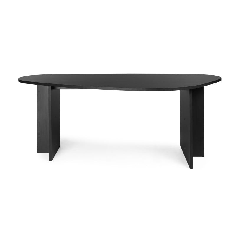 Tisch ZEV 200 cm unregelmäßige Platte, schwarz Holzgestell