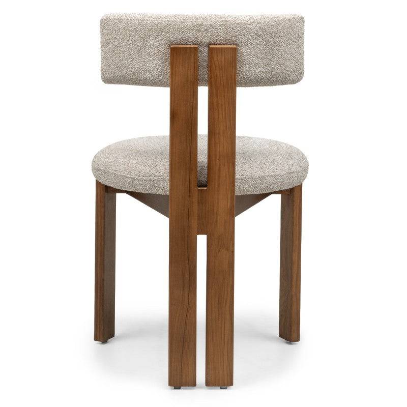 Stuhl MARTIN Beige-Creme Nussbaum-Beine