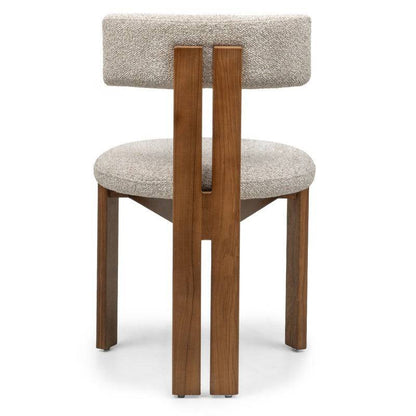 Stuhl MARTIN Beige-Creme Nussbaum-Beine