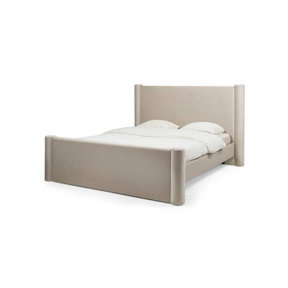 Gepolstertes Bett ZENNA 160x200 cm, hellbeiger Samt