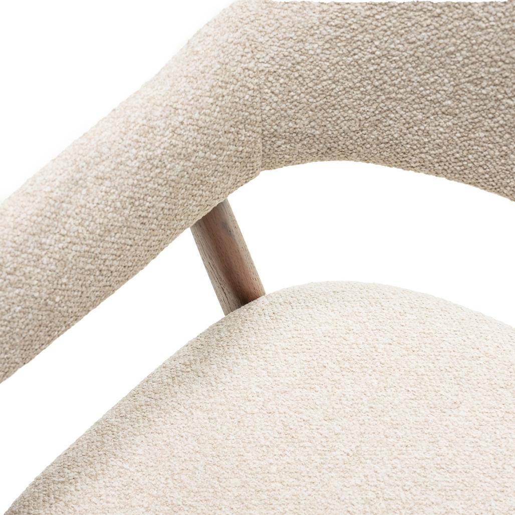 Polsterstuhl LARIS Beige Bouclé/Nussbaum