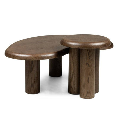 Set di tavolini WALNUT rovere scuro forme arrotondate